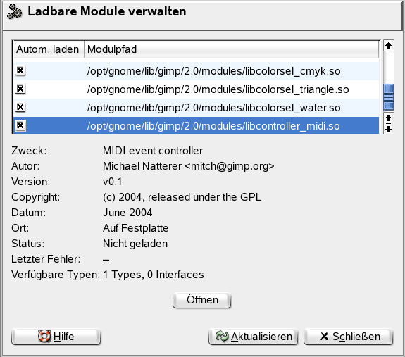 Das Dialogfenster Modulverwaltung
